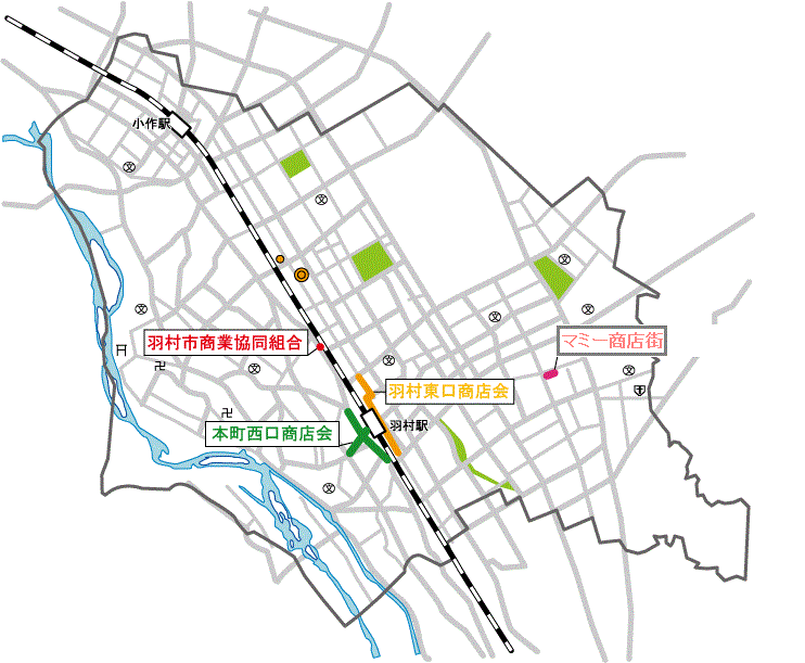 羽村市内商店会位置図