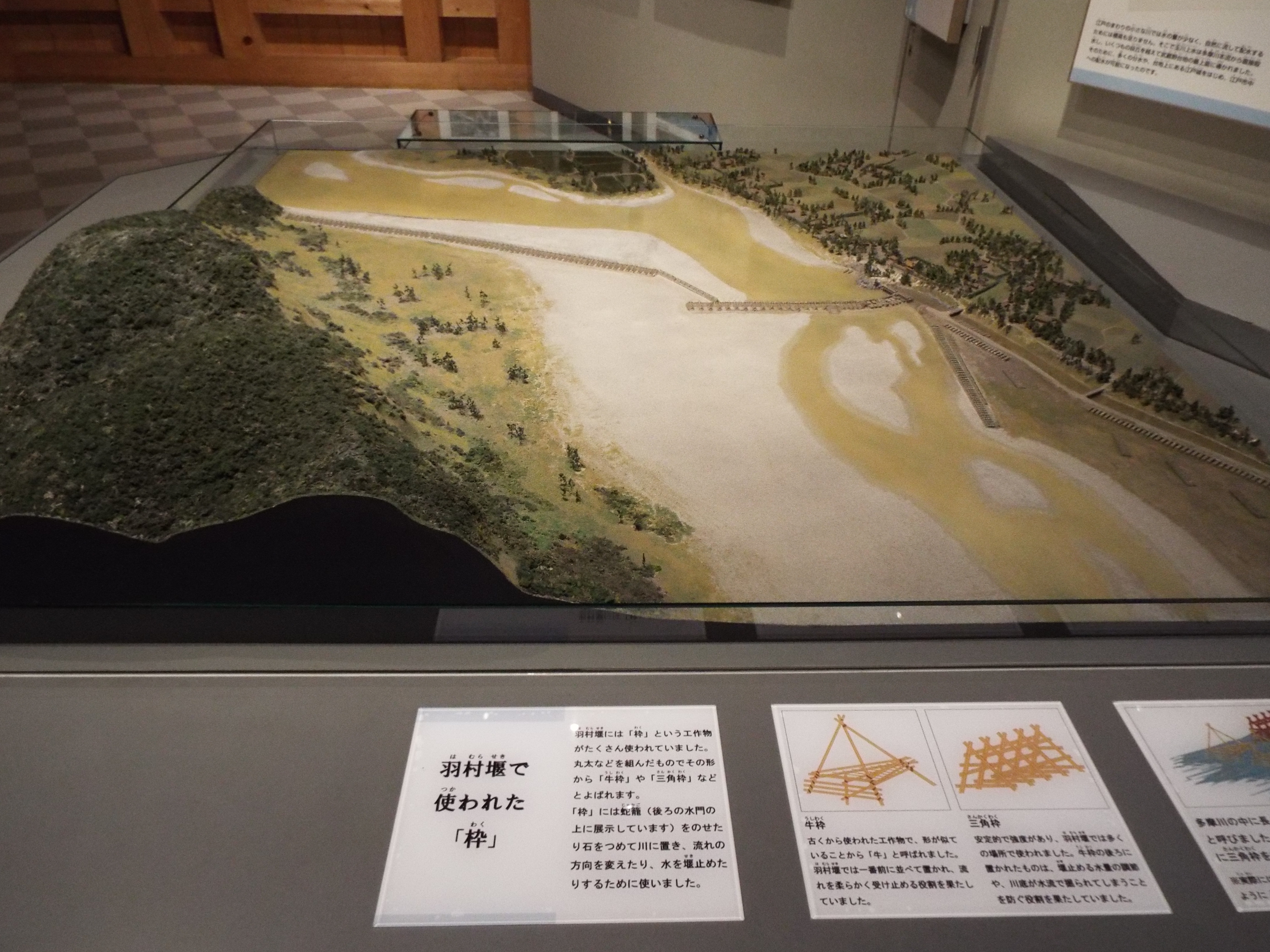江戸時代の羽村堰の模型