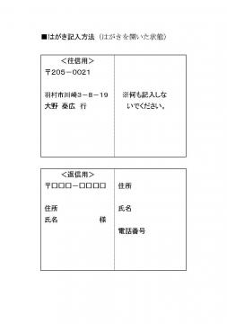 往復はがきの記入方法