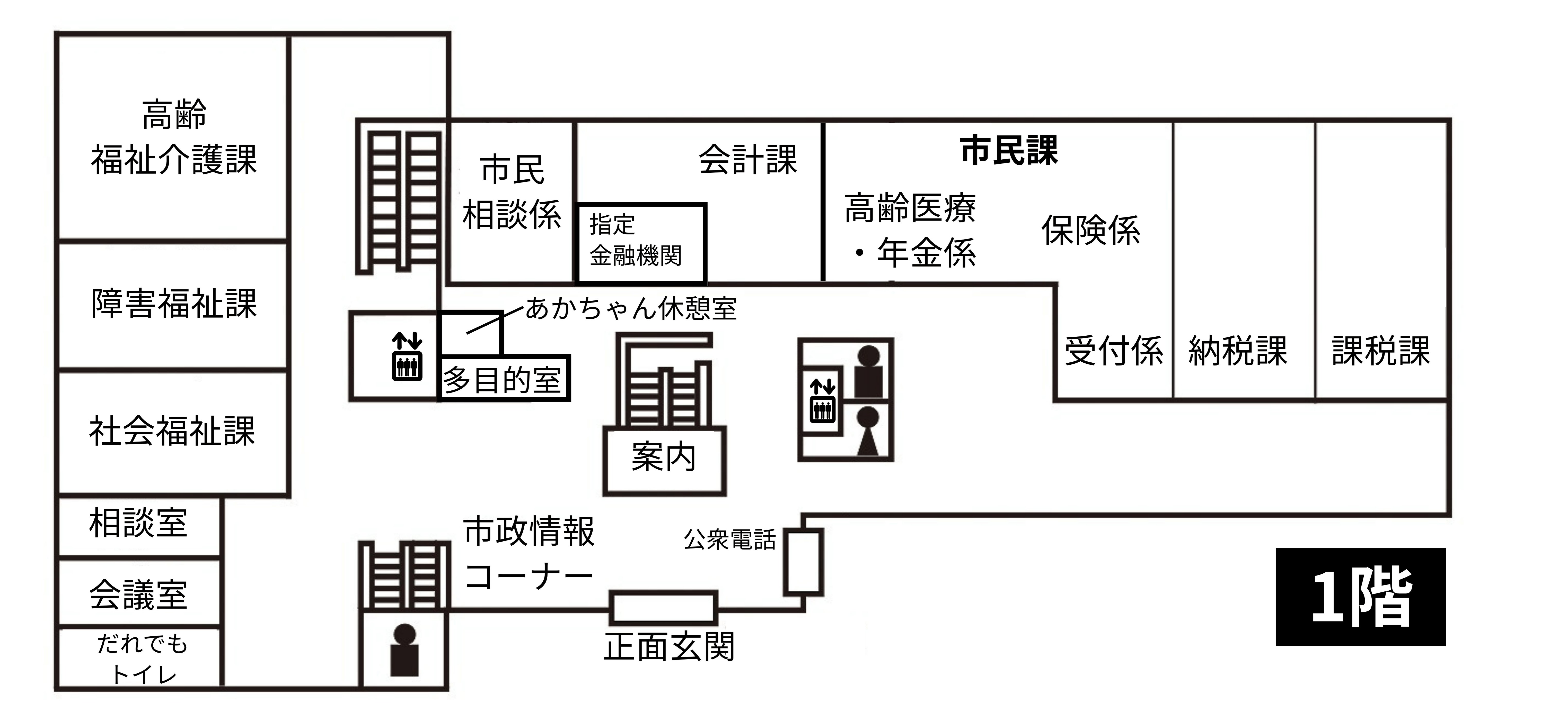 羽村市役所1階フロア図