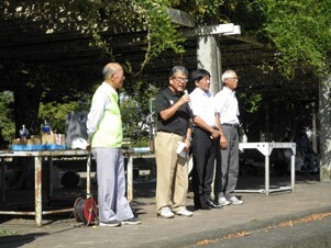 第25回ペタンク親善交流大会開会式の様子