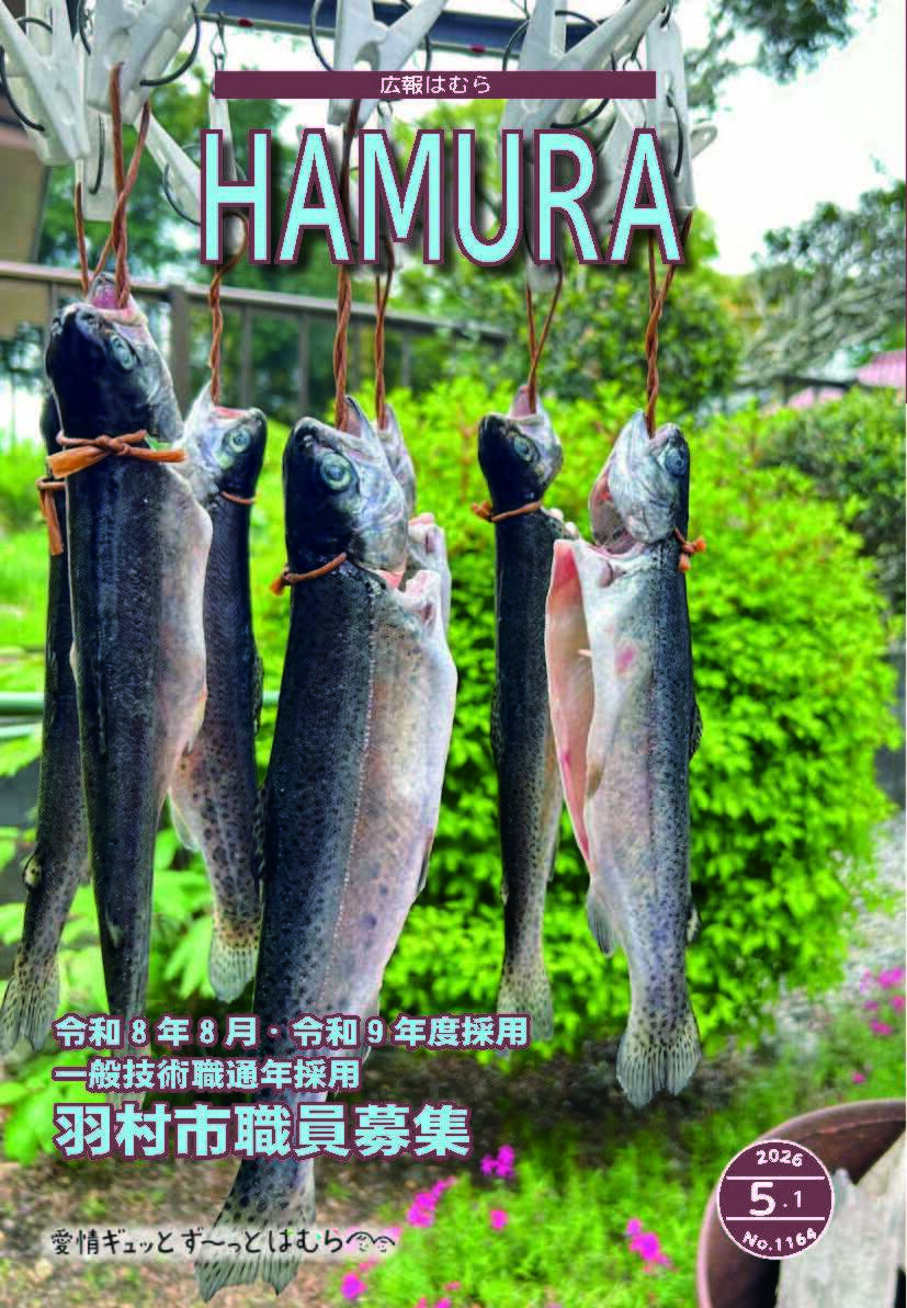 広報はむら5月1日号No.1164表紙（マスの天日干し　羽村市内自宅）